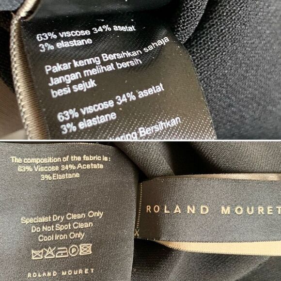 Roland Mouret Persian Double Stretch Crepe Gown Black, Mint, White Size 6 - Picture 9 of 12